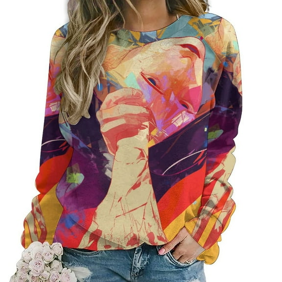Abstract Oil Painting Mom Sweatshirt For Women Long Sleeve Pullover