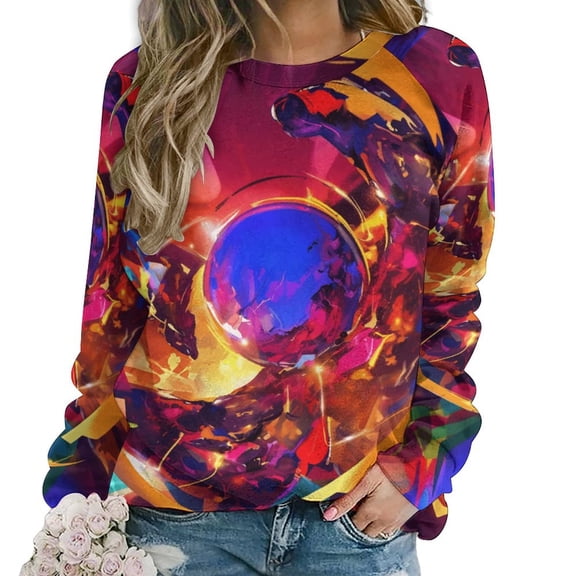 Abstract Oil Painting Mom Sweatshirt For Women Long Sleeve Pullover