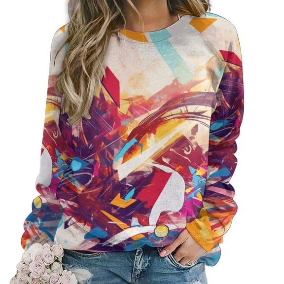 Abstract Oil Painting Mom Sweatshirt For Women Long Sleeve Pullover