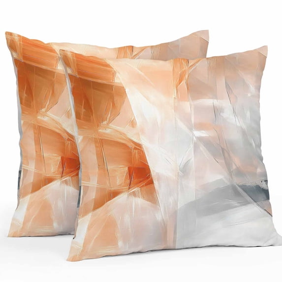 Abstract Oil Painting Outdoor Pillow Covers Pack of 2 Orange White Watercolor Modern Art Waterproof Throw Pillow Covers Decorative Cushion Cases for Patio Garden Tent Balcony Couch 26x26 inch