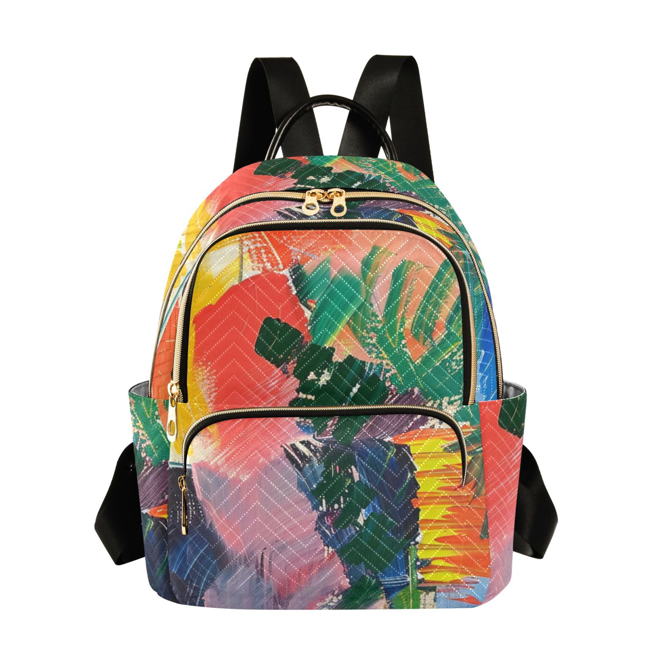 Abstract Oil Painting Quilted Backpack Fashion Daypack Commuter Bag for ...