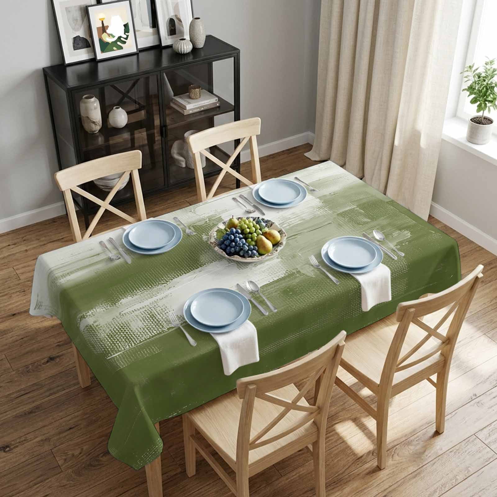 Abstract Oil Painting Rectangle Tablecloth 52x70 Inch Sage Green ...