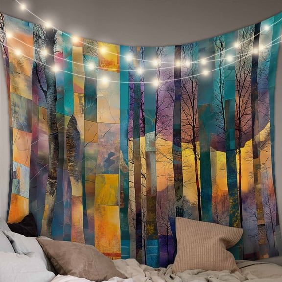 Abstract Oil Painting Tapestry for Bedroom Wall Hanging Tapestry, Modern Geometric Art Contemporary Ceiling Backdrop Tapestries Poster Blanket Wall Decor for Teens Room Living Room Dorm 39" x 59"
