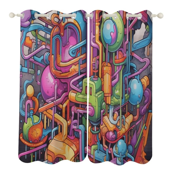 Abstract Oil Painting Window Curtain Panels Grommet Blackout Curtains Blackout Curtains for Living Room