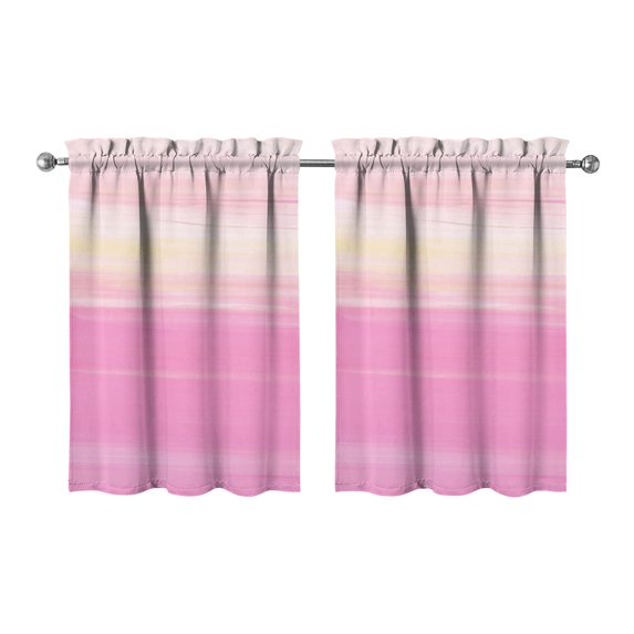 Abstract Oil Paiting Watercolor Kitchen Curtains - Vintage Tier Cafe Curtains for Bathroom Living RV Rod Pocket Window Drapes 36 Inch 2 Panels Set 28"x36" Window Treatment Tiers