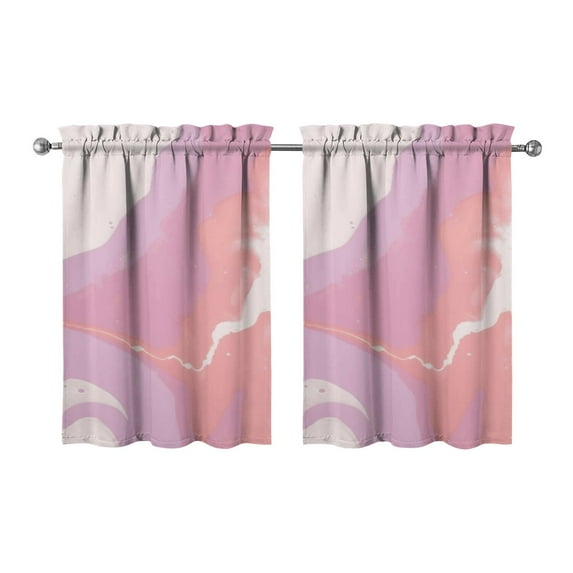 Abstract Oil Paiting Watercolor Kitchen Curtains - Vintage Tier Cafe Curtains for Bathroom Living RV Rod Pocket Window Drapes 36 Inch 2 Panels Set 28"x36" Window Treatment Tiers