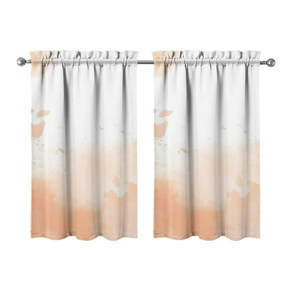 Abstract Oil Paiting Watercolor Kitchen Curtains - Vintage Tier Cafe Curtains for Bathroom Living RV Rod Pocket Window Drapes 36 Inch 2 Panels Set 28"x36" Window Treatment Tiers