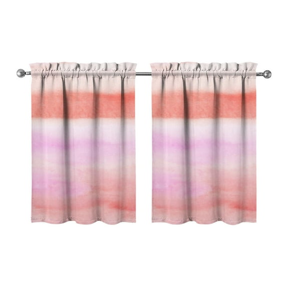 Abstract Oil Paiting Watercolor Kitchen Curtains - Vintage Tier Cafe Curtains for Bathroom Living RV Rod Pocket Window Drapes 36 Inch 2 Panels Set 28"x36" Window Treatment Tiers