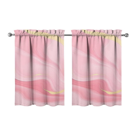 Abstract Oil Paiting Watercolor Kitchen Curtains - Vintage Tier Cafe Curtains for Bathroom Living RV Rod Pocket Window Drapes 36 Inch 2 Panels Set 28"x36" Window Treatment Tiers