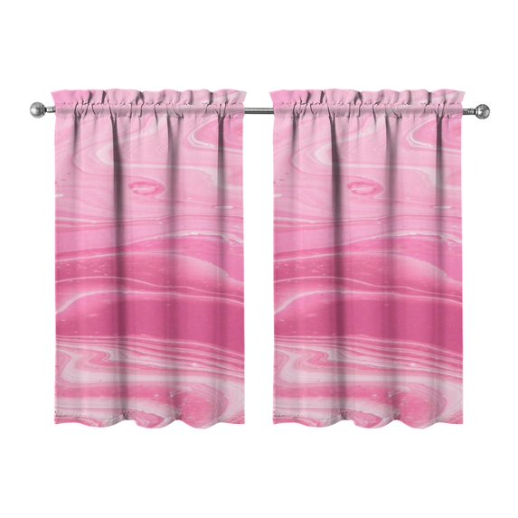 Abstract Oil Paiting Watercolor Kitchen Curtains - Vintage Tier Cafe Curtains for Bathroom Living RV Rod Pocket Window Drapes 36 Inch 2 Panels Set 28"x36" Window Treatment Tiers