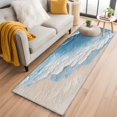thumbnail image 1 of Abstract Oil Washable Runner Rugs 2'x6', Painting Style Blue Beige Gradient Wave Beach Low Pile Throw Entryway Rug Non-Slip Sturdy Edge Binding Carpet for Indoor Bedside Entrance Bedside, 1 of 9