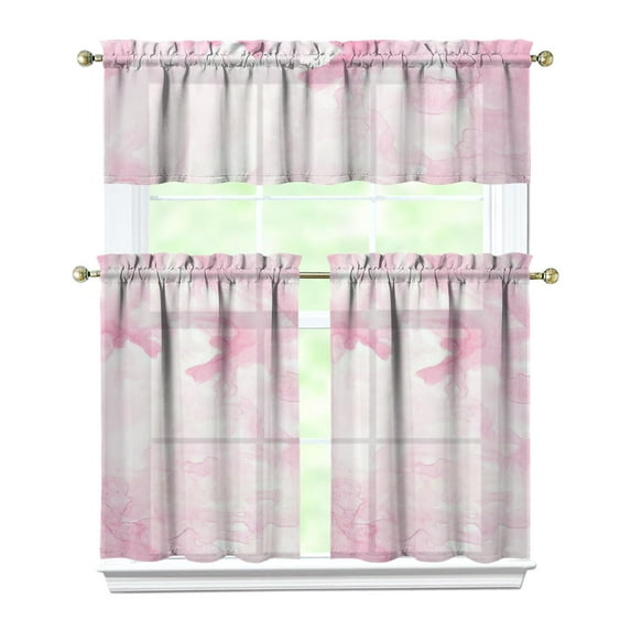 Abstract Oil Watercolor Kitchen Curtain Valance 3 Piece Set for Kitchen Curtains and Valance Set Short Curtain Sink Window Decor 36 Inch Small Window Treatment Tier 27.5x36 Length