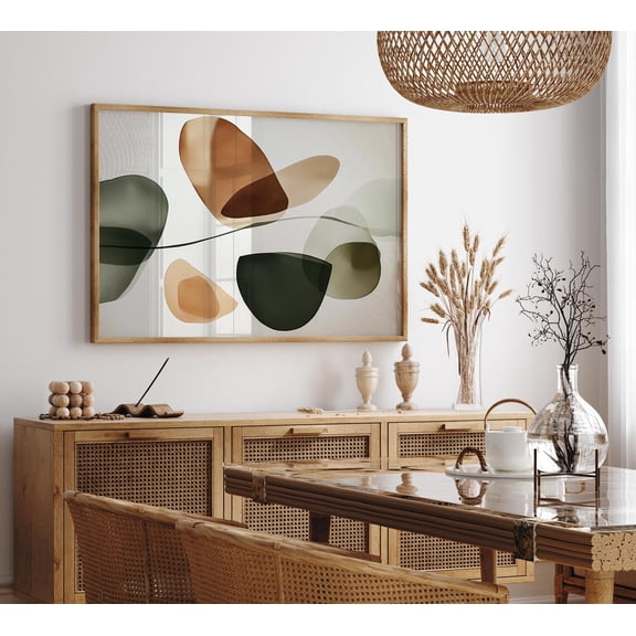 Abstract Olive Green and Brown Shapes Wall Art 2, Stretched Canvas 8x10in