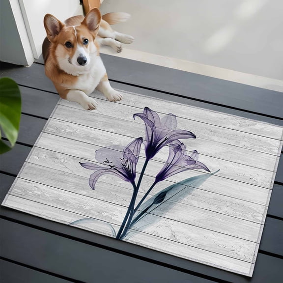 Abstract Ombre 2x3 Area Rugs for Living Room, Purple Lily Wood Grain Non Slip Floor Mat Washable Low-Profile Indoor Carpet for Bedroom, Dining Room, Bathroom