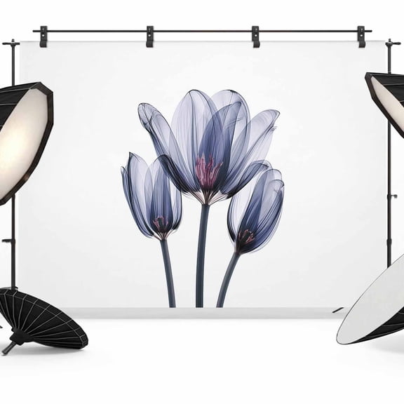 Abstract Ombre Backdrop for Photography, Blue Tulip Ray White Photo Backdrop Portrait Background Party Banner Photo Backgrounds for Studio Booth Props, 8x6ft