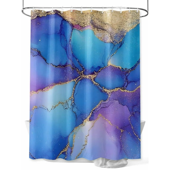 Abstract Ombre Blue Purple Marble Shower Curtain, Modern Art Waterproof Shower Curtain Set with 12 Hooks Lightweight Washable Fabric Shower Curtains for Bathroom 72x78 Inches