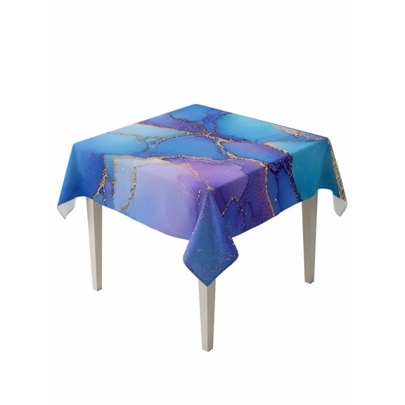 Abstract Ombre Blue Purple Marble Table Cloth 54x54 Inch Square, Modern Art Waterproof Tablecloth Washable Table Cover for Party Picnic Dinner Decor