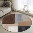 thumbnail image 1 of Abstract Ombre Brown Black White Round Living Room Rugs 4 ft, Modern Art Gradient Washable Area Rug with Non-Slip Sturdy Edge Binding Round Carpet for Entryway Kitchen Bedroom Bathroom, 1 of 9