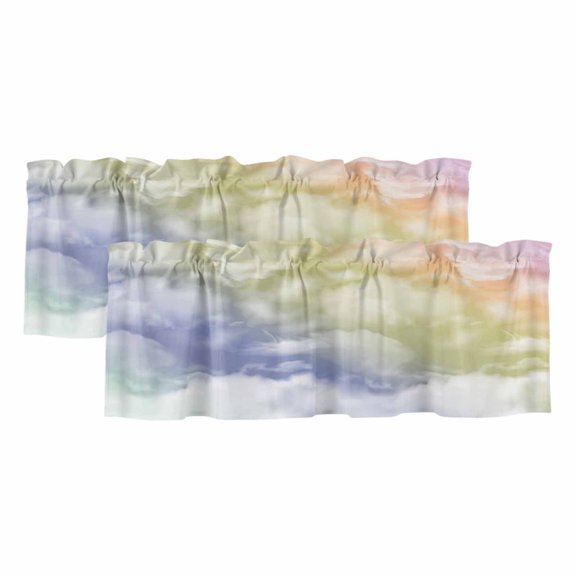 Abstract Ombre Clouds, Valances for Windows, Colorful Minimalistic Gradient Aesthetic Sky Light Filtering Kitchen Curtains, Rod Pocket Window Valance Curtains for Living Room, 42"Wx12"L, 2 Panels