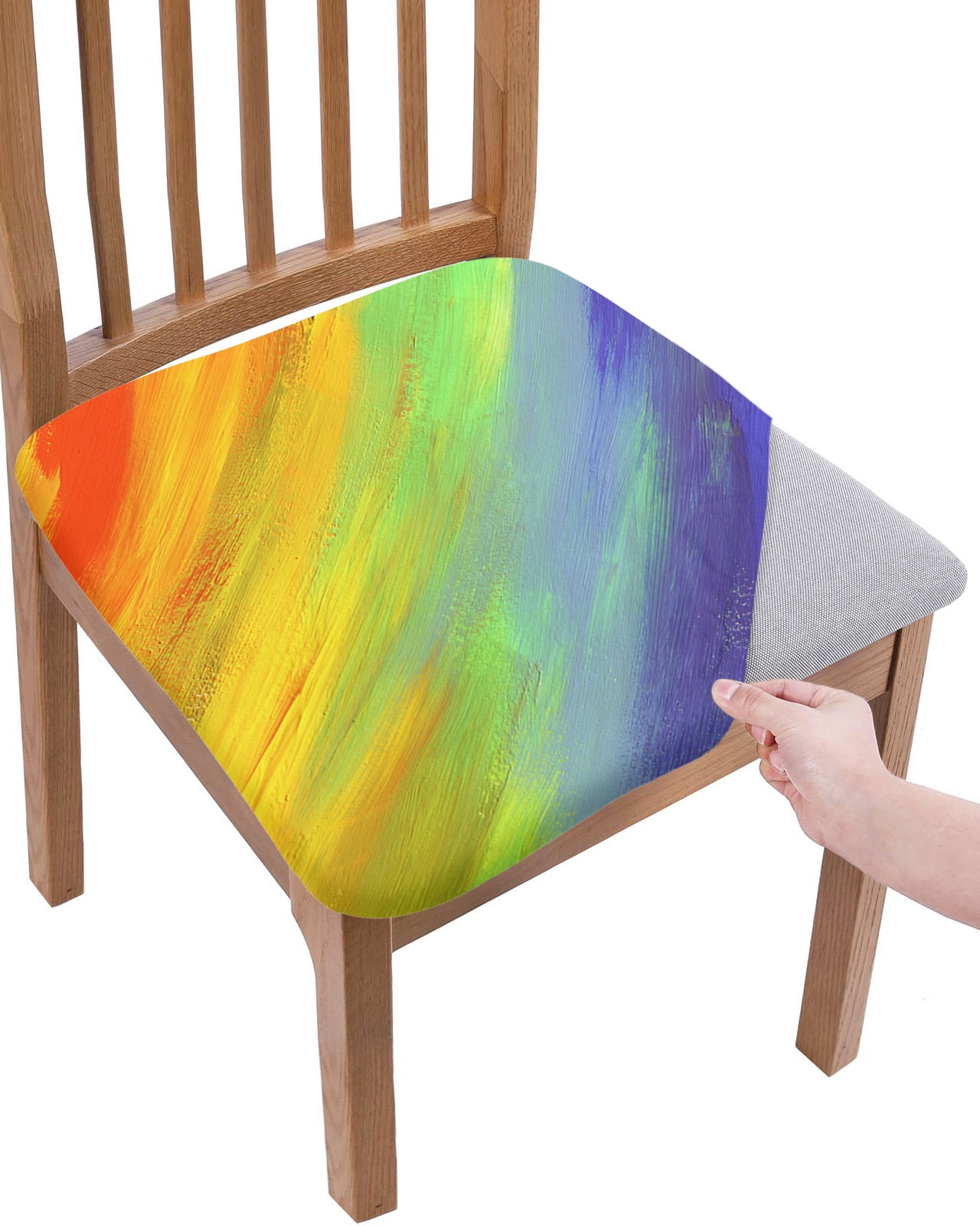 Abstract Ombre Colored, Chair Seat Covers for Dining Room Stretch Chair ...