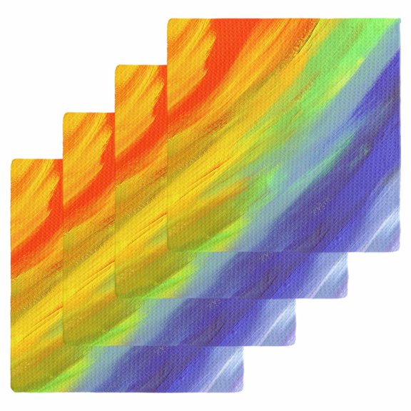 Abstract Ombre Colored, Kitchen Dish Towels for Drying Dishes Set of 4, Rainbow Watercolor Painting Art Waffle Weave Microfiber Hand Tea Bathroom Towels Quick Dry & Absorbent Towel 12x12