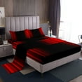 thumbnail image 1 of Abstract Ombre Decor Bed Sheets Teens Red and Black Sheet Set Fashion Sheets Room Decor Twin Size,1 Flat Sheet +1 Fitted Sheet+1 Pillowcase, 3Pcs Bedding, 1 of 6