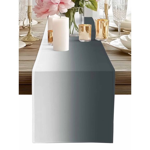 Abstract Ombre Grey Table Runner-60 Inch Long Art Table Runners Linen Burlap Tablerunner for Kitchen Dining Room Holiday Party
