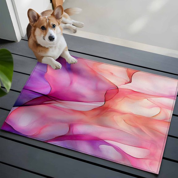 Abstract Ombre Pink Marble 2x3 Area Rugs for Living Room, Modern Art Gradient Decoration Non Slip Floor Mat Washable Low-Profile Indoor Carpet for Bedroom, Dining Room, Bathroom