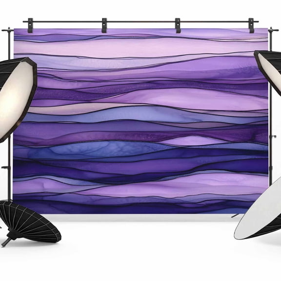 Abstract Ombre Purple Wave Backdrop for Photography, Purple Stripes Photo Backdrop Portrait Background Party Banner Photo Backgrounds for Studio Booth Props, 7x5ft