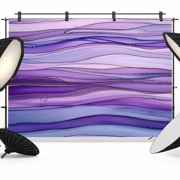 Abstract Ombre Purple Wave Backdrop for Photography, Purple Strips Photo Backdrop Portrait Background Party Banner Photo Backgrounds for Studio Booth Props, 8x6ft