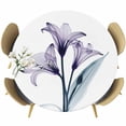 thumbnail image 1 of Abstract Ombre Round Fitted Table Cover Purple Lily White Texture Waterproof Table Cloth with Elastic Edge Wipeable Tablecloth for Picnic Camping Party Fits 45"-54" Diameter, 1 of 8