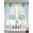 thumbnail image 1 of Abstract Ombre Sheer Curtains 45 inches Long 2 Panels Set Blue Marble Texture with Golden Line Tiers Sheers Rod Pocket Small Window Short Curtains for Kitchen Cafe, Each 52" W x 45" L, 1 of 7