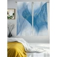 thumbnail image 1 of Abstract Ombre Sheer Curtains 63 inches Long 2 Panels Set Light Blue Marble Texture with Golden Line Tiers Sheers Rod Pocket Small Window Short Curtains for Kitchen Cafe, Each 52" W x 63" L, 1 of 7