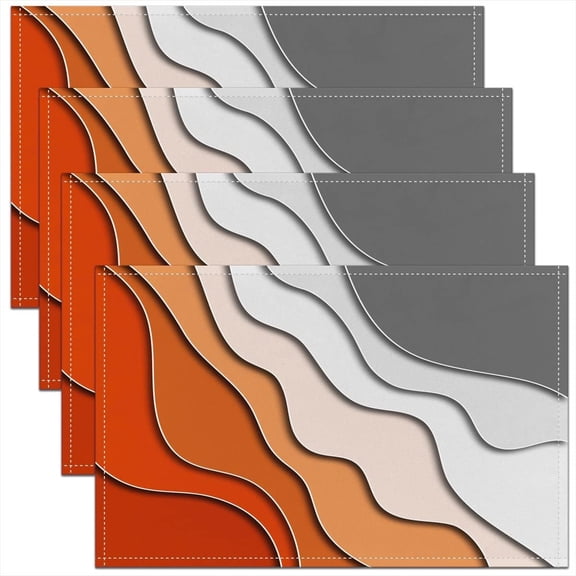 Abstract Ombre Table Place Mats Ocean Waves Placemat for Kitchen Dining Table 18"x12"Brown Red Placemats for Dining Table Beach Tropical Summer Contemporary Table Mats Placemat