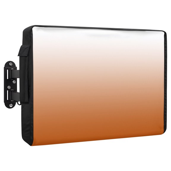 Abstract Ombre Waterproof Outdoor TV Cover, Orange White Texture Outside Weatherproof TV Enclosures for 40 to 43 Inch LCD Television Shield Flat Screen Protectors