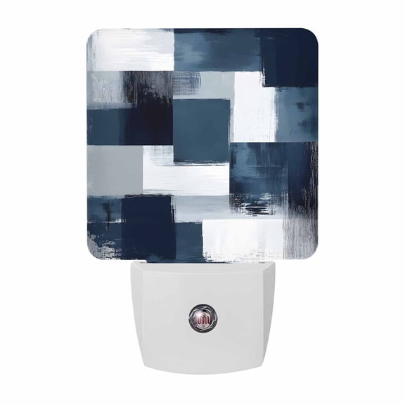 Abstract Ombre White Blue Plug-in LED Night Lights Modern Graffiti Art Auto Dusk-to-Dawn Sensor for Bedroom, Bathroom, Kitchen, Nursery, Hallway, Stairs, Wall Home Decor