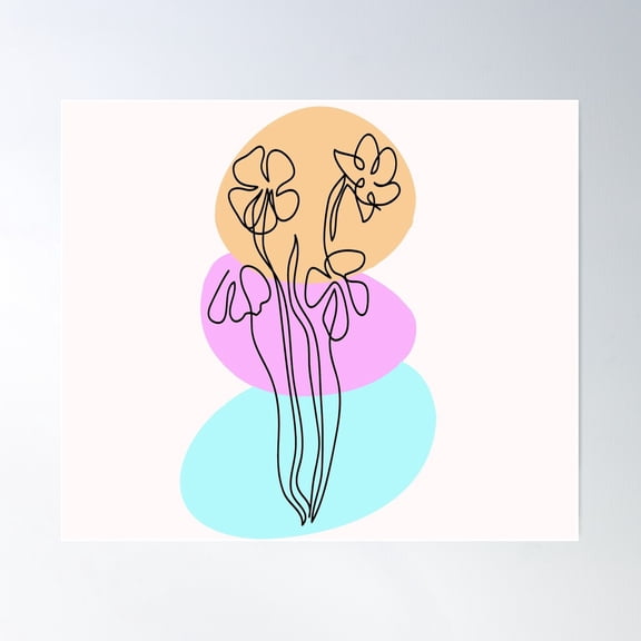 Abstract One Line Daisy Flower Art Poster Wall Art, Modern Wall Decor For Living Room Bedroom, 16x24 UNFRAMED