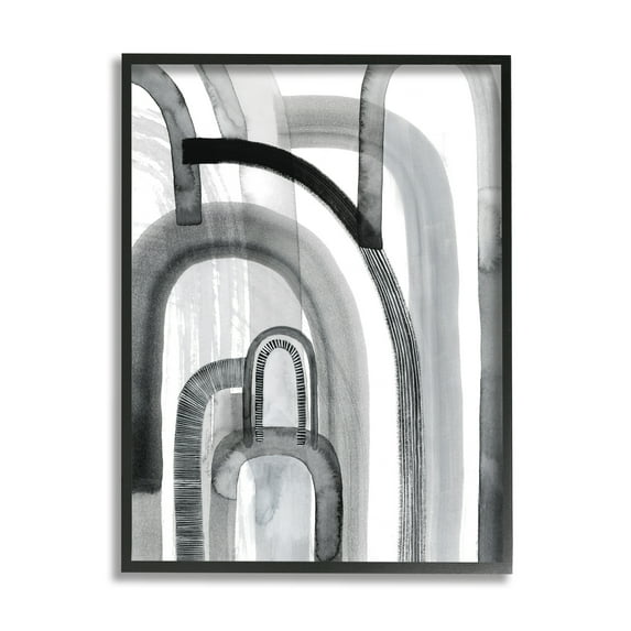 Stupell Industries Abstract Opaque Arches Black Grey White,16 x 20,Designed by Grace Popp