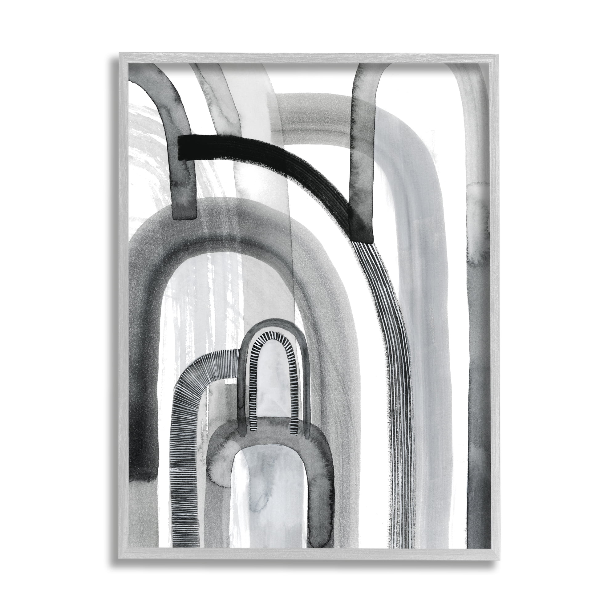 Stupell Industries Abstract Opaque Arches Black Grey White,11 x 14,Designed by Grace Popp