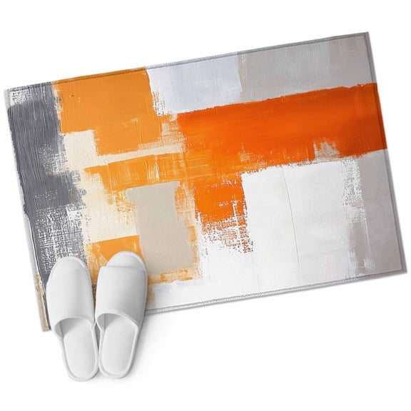 Abstract Orange Area&nbsp;Rug 2x3ft Gray Graffiti Color Block Geometric Modern Non-Slip&nbsp;Washable Square&nbsp;Rugs Soft Felt Indoor Floor Mat for Bedroom Kitchen Living Room Bathroom