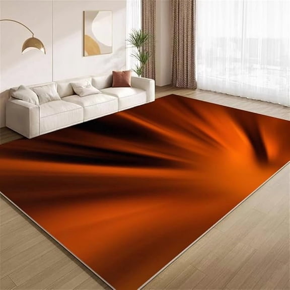 Abstract Orange Black Area Rugs Retro Burnt Orange Rugs Ultra Soft Non Slip Washable Low Pile Carpet for Gameroom Bedroom Living Room Kids Room Playroom Home Decor 2 x 3ft