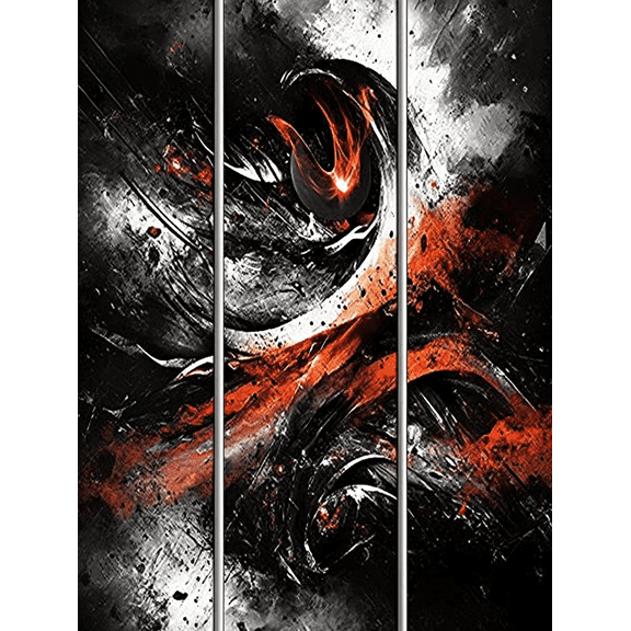 Abstract Orange Black Flame Triptych Canvas Print Wall ArtSuitable for Living RoomOfficeDining RoomHallway Decoration