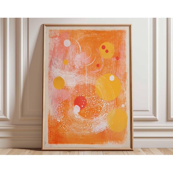 Abstract Orange Bold Geometric Circle Wall Art Print, Unframed Paper Poster 24x36in
