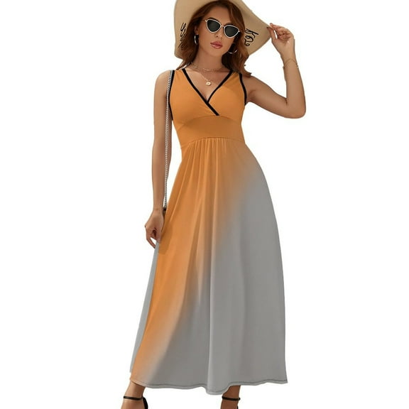 Abstract Orange Gray Gradient Sleeveless Dress Summer Women Clothes Dress for Pregnant Women Dresses