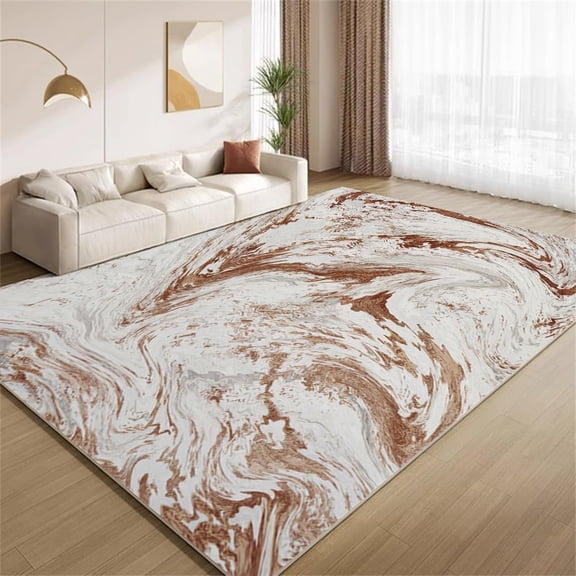 Abstract Orange Gray Rug 2x3 Small Area Rugs Brown Swirl Rugs Soft Non Slip Washable Non Shedding Indoor Carpet for Living Room Bedroom Home Entrance Foyer Decor