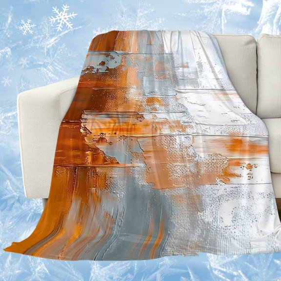 Abstract Orange Grey Cooling Blanket, Lightweight Breathable Summer Throw Blanket with Double Sided Cold Effect,Modern Minimalist Street Art Picnic Beach Blankets Bed Sheet for Hot Sleepers 30"x40"