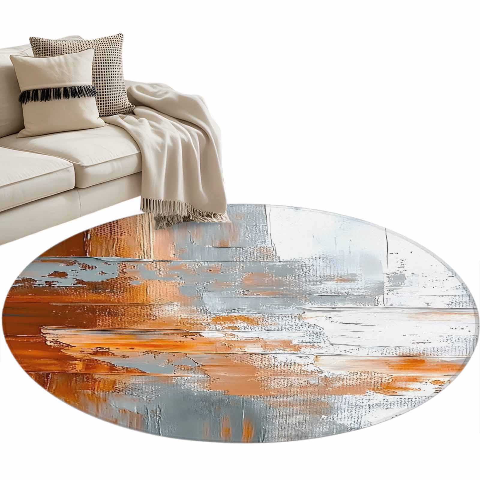 Abstract Orange Grey Large Area Rugs for Bedroom Living Room, Soft Non ...
