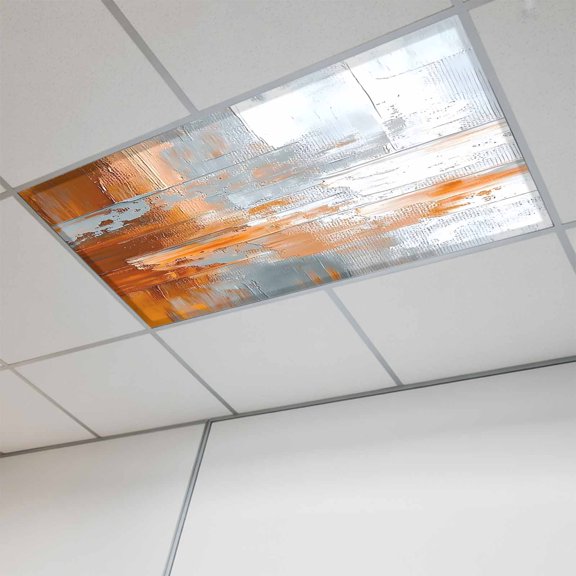 Abstract Orange Grey Magnetic Fluorescent Light Covers for Ceiling Lights 2x4 Feet, Modern Minimalist Street Art Office Classroom Kitchen Drop Ceiling Light Covers Lighting Filters Shade Panel 1 Pack