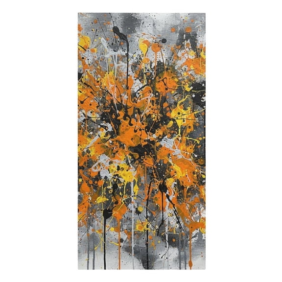 Abstract Orange And Grey Paint Splatter Microfiber Beach Towel Absorbent Compact Towels for Swimming Pool Beach Travel Things for Vacation Essentials Adult Gift,61.4×30.3Inch