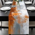 thumbnail image 1 of Abstract Orange Grey Table Runner 90 Inches Long, Modern Minimalist Street Art Kitchen Coffee Dining Table Decoration for Home Party Birthday Wedding Home Decor 13x90 Inches, 1 of 8